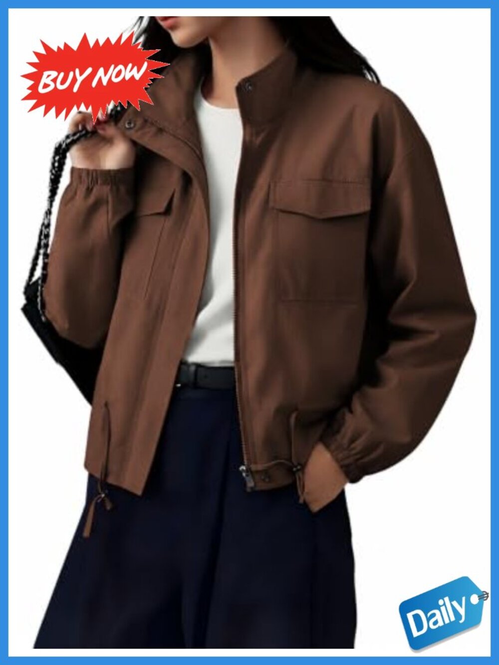 Lightweight Cropped Utility Anorak Jacket Zip Up Oversized Windbreaker